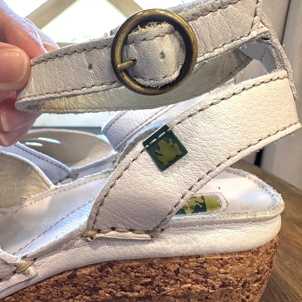 El Naturalista Wedge Sandals Womens 38 White Leather Cork Platform 401 Spain - Picture 9 of 16